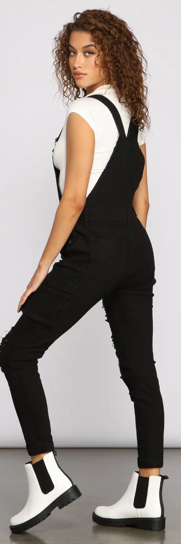 Stylish Edge Destructed Overalls