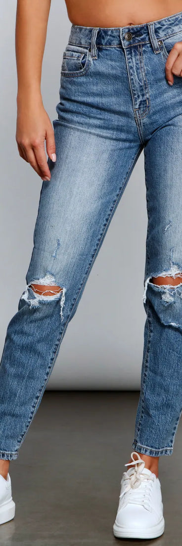 Tobi High Rise Destructed Mom Jeans