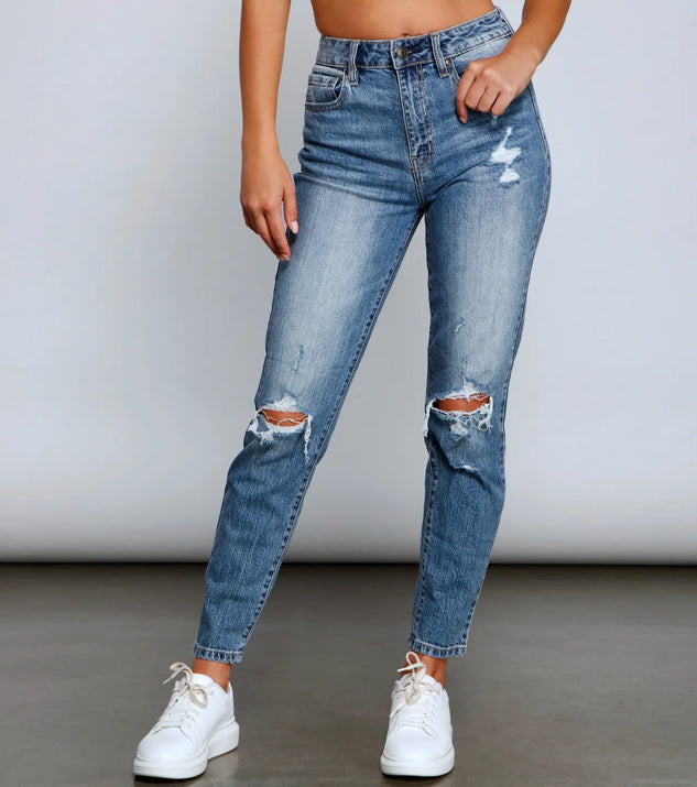 Tobi High Rise Destructed Mom Jeans