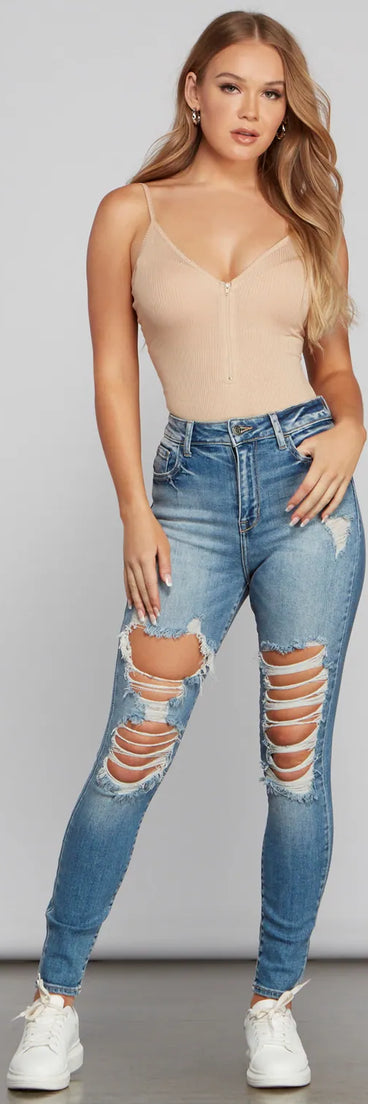 Girl Next Door Destructed Skinny Jeans