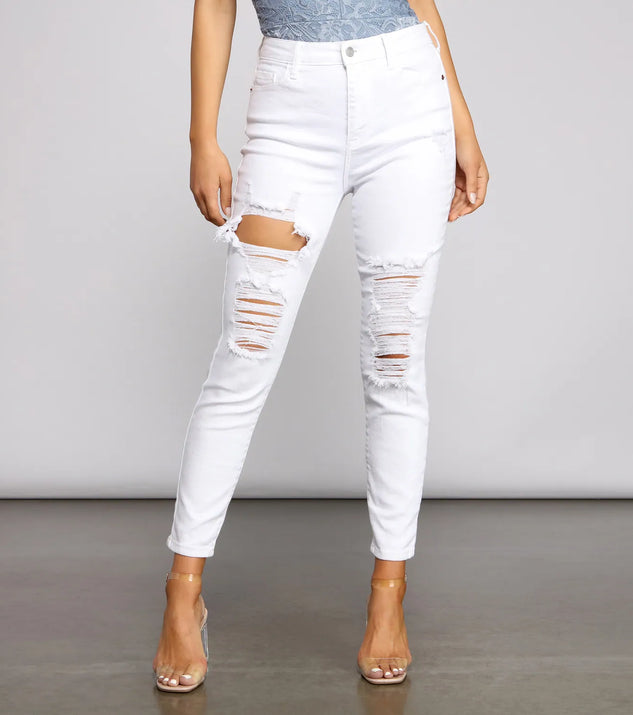 High-Rise Destructed Skinny Ankle Jeans