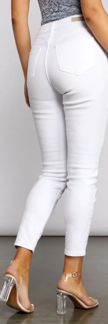 High-Rise Destructed Skinny Ankle Jeans