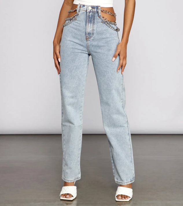 High-Rise Chic Chain Waist Boyfriend Jeans | Windsor