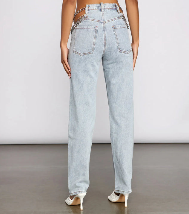 High-Rise Chic Chain Waist Boyfriend Jeans | Windsor