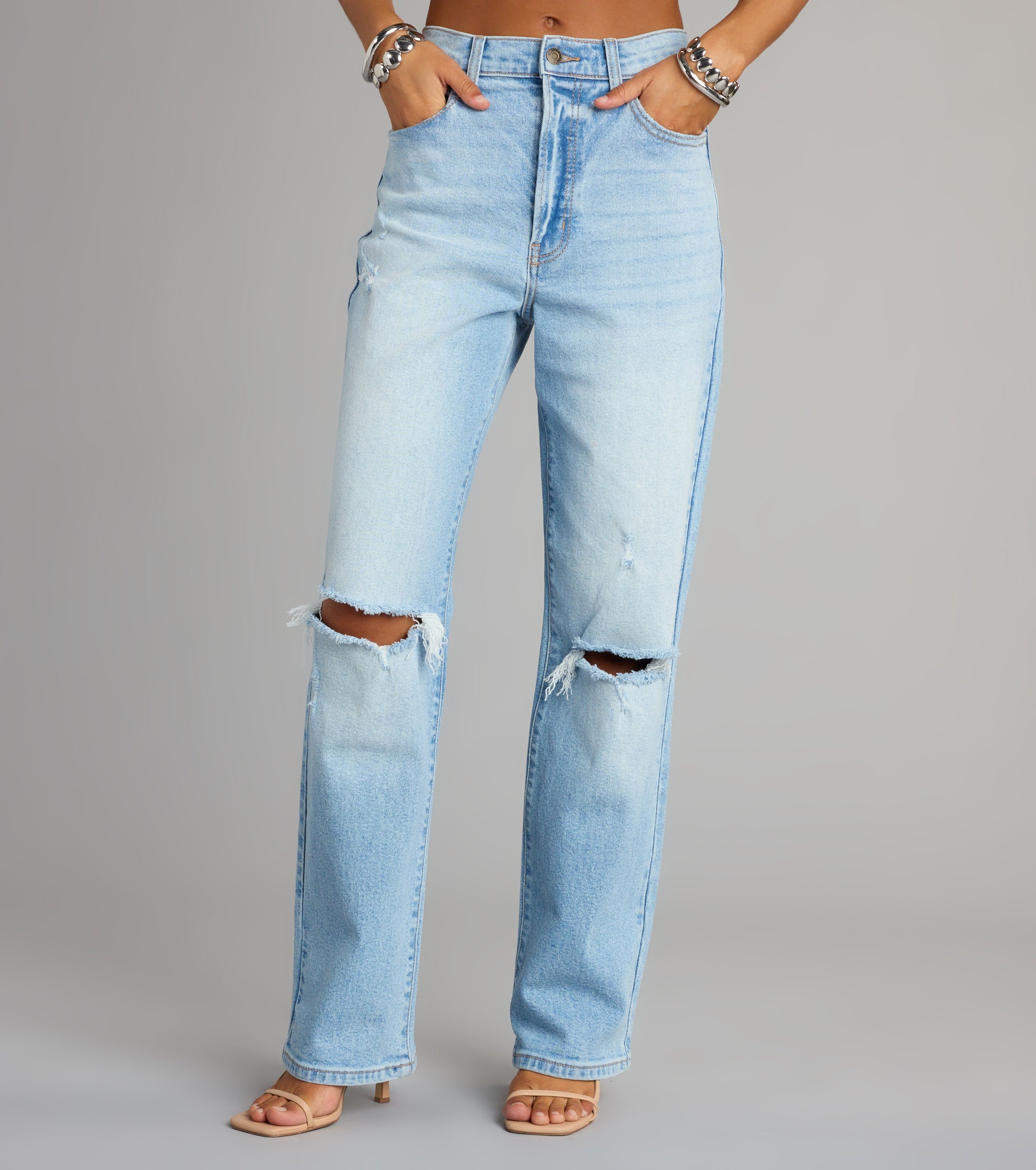 High-Rise Distressed Boyfriend Jeans | Windsor