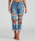 Totally Destructed Cuffed Mom Jeans