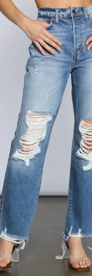 So The Drama High Rise Destructed Boyfriend Jeans