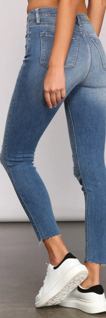 High Rise Button Down Cropped Jeans