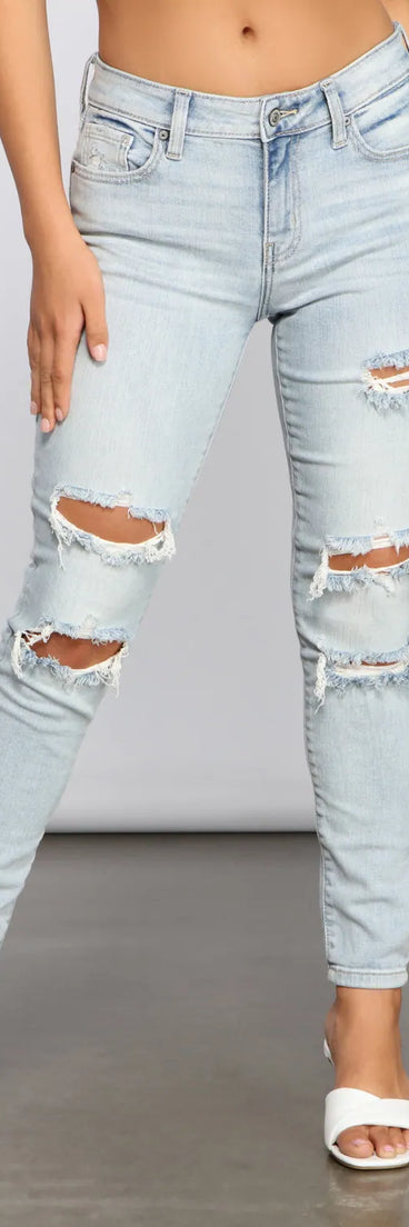 Jude Mid-Rise Destructed Skinny Jeans