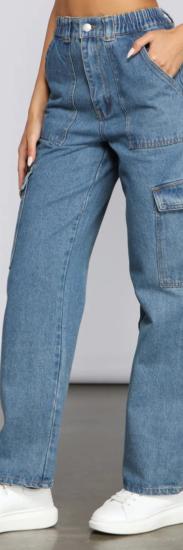 High-Rise Cargo Boyfriend Jeans