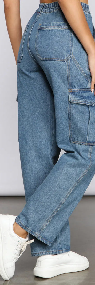 High-Rise Cargo Boyfriend Jeans