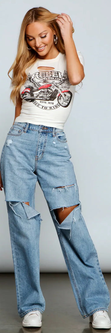 Throwback Vibes High-Rise Destroyed Boyfriend Jeans