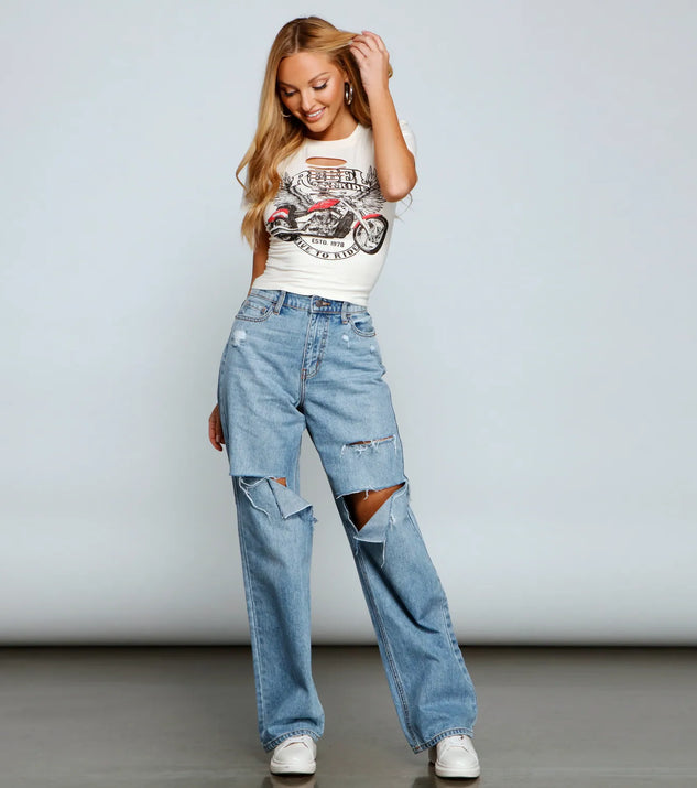 Throwback Vibes High-Rise Destroyed Boyfriend Jeans