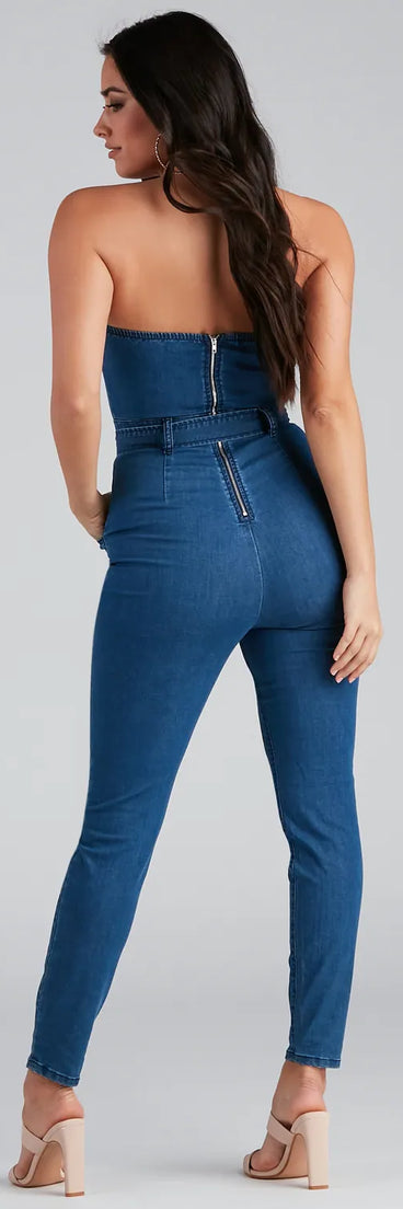 Retro Style Moves Denim Catsuit