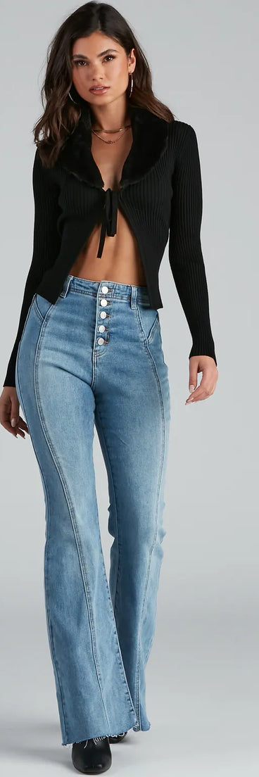 High-Rise Flared Straight-Leg Jeans