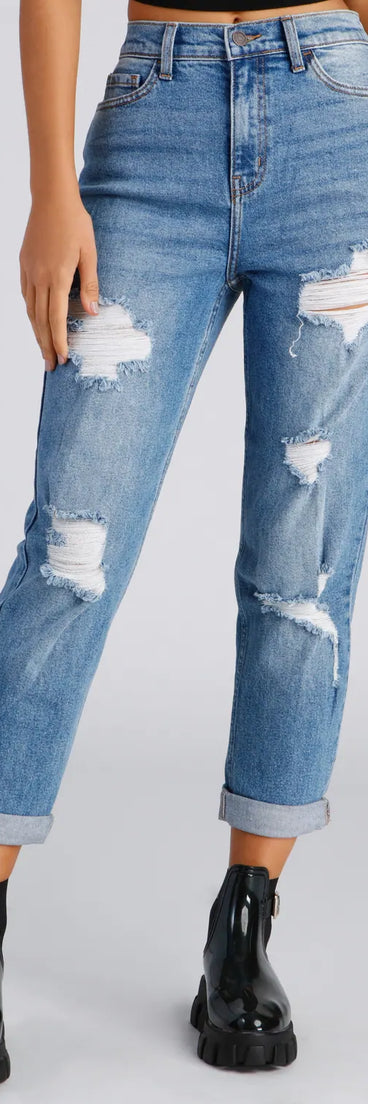 Raise The Bar High Rise Mom Jeans