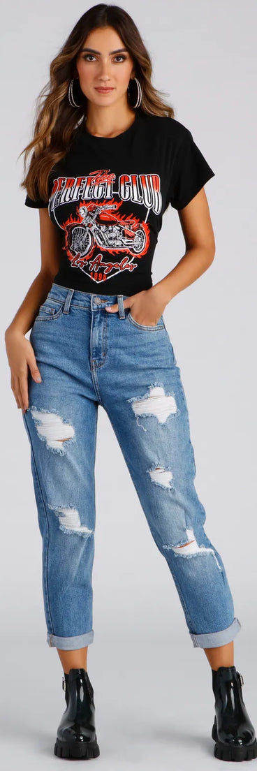 Raise The Bar High Rise Mom Jeans