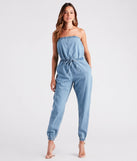 Fit Check Strapless Denim Jogger Jumpsuit