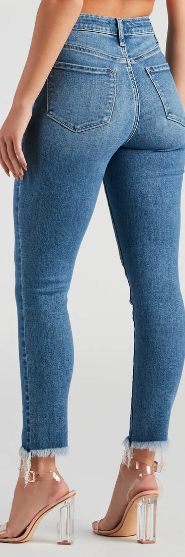 Harper Mid-Rise Frayed Skinny Jeans by Windsor Denim