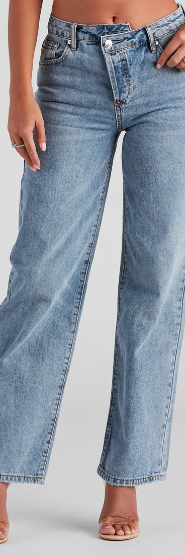 Mid Rise Straight Leg Denim Jeans