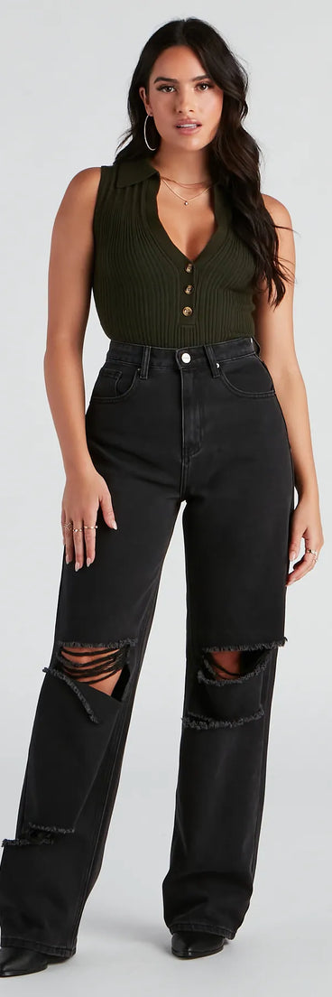 Effortless Edge Wide-Leg Denim Jeans