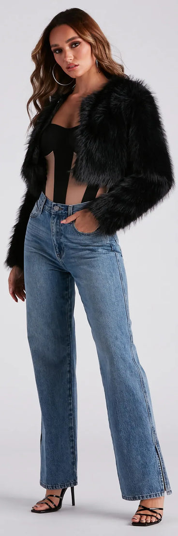 Low-Key Slay High Rise Wide Leg Slit Denim Jeans