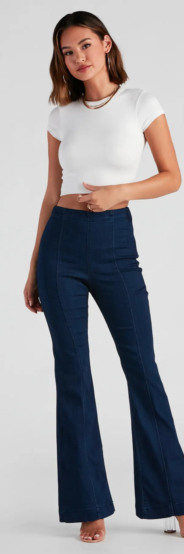Slay In High-Rise Flare Denim Pants
