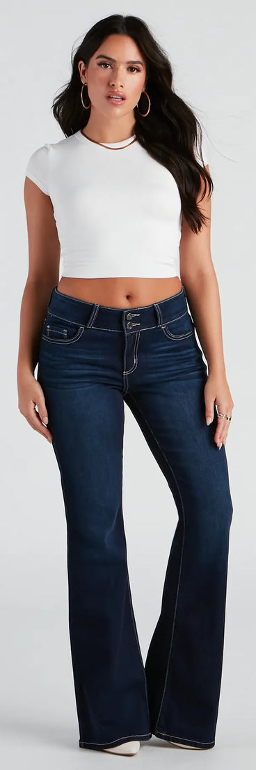 Drop It Low Mid Rise Flare Denim Jeans