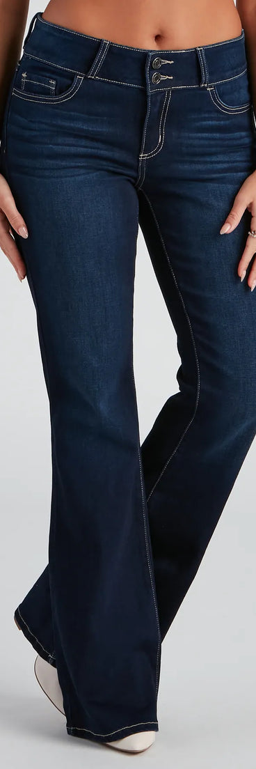 Drop It Low Mid Rise Flare Denim Jeans