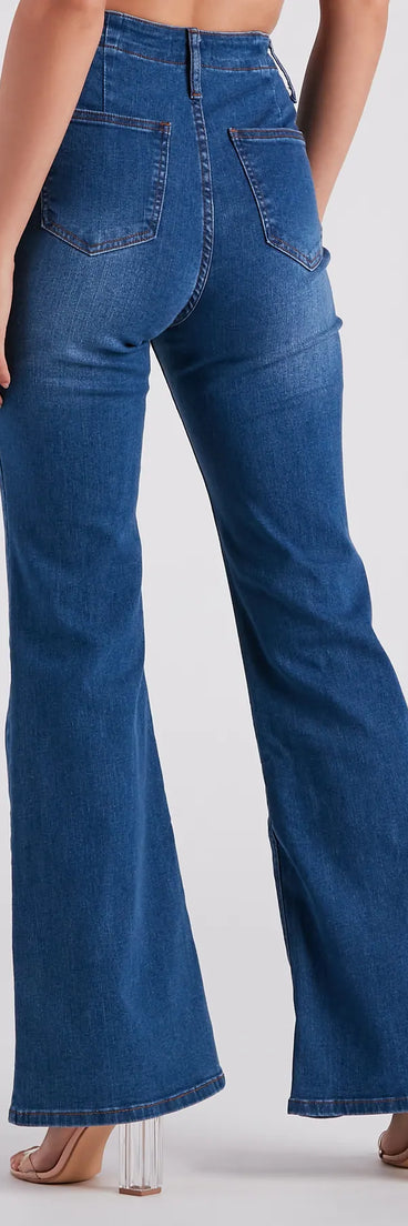 Bri High-Rise Lace-Up Flare Jeans By Windsor Denim