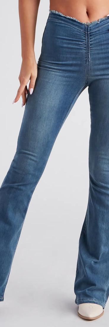 Totally Trendy Frayed Low-Rise Flare Jeans