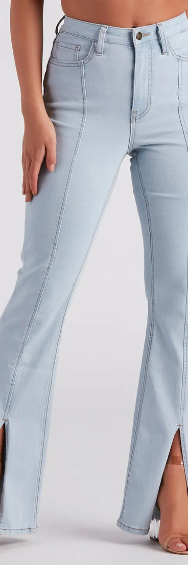 Bri High-Rise Split Hem Flare Jeans by Windsor Denim