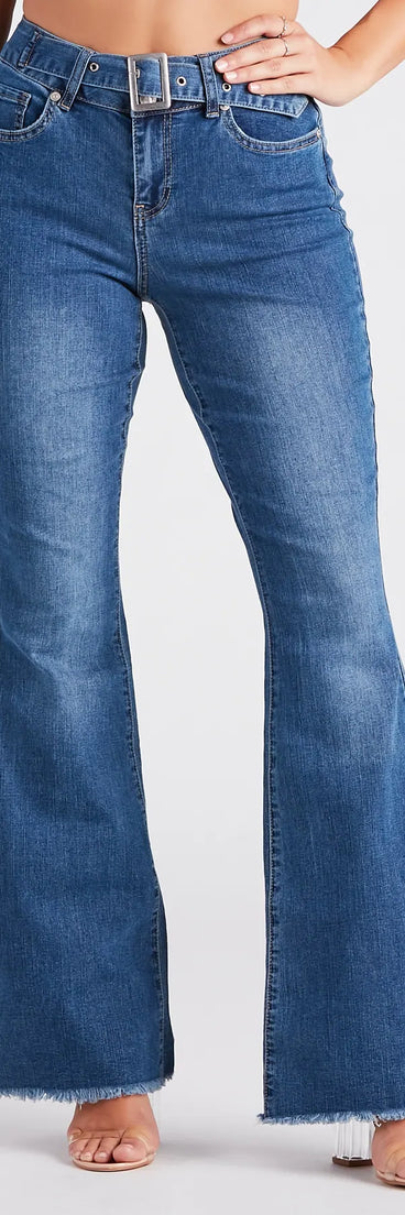 Bri Mid Rise Belted Flare Jeans By Windsor Denim