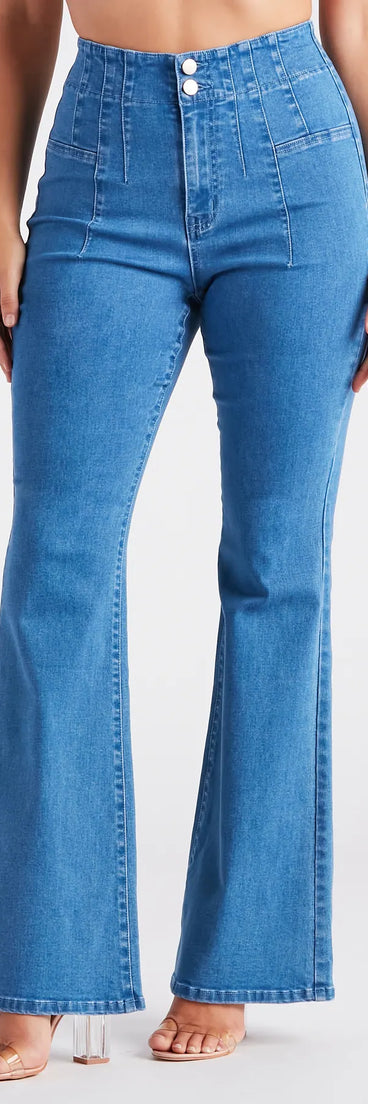 Bri High-Rise Button-Up Flare Jeans by Windsor Denim