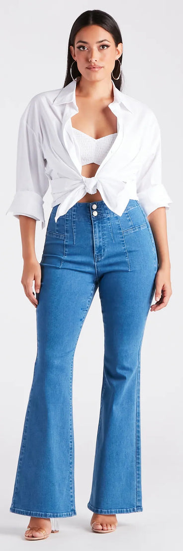 Bri High-Rise Button-Up Flare Jeans by Windsor Denim