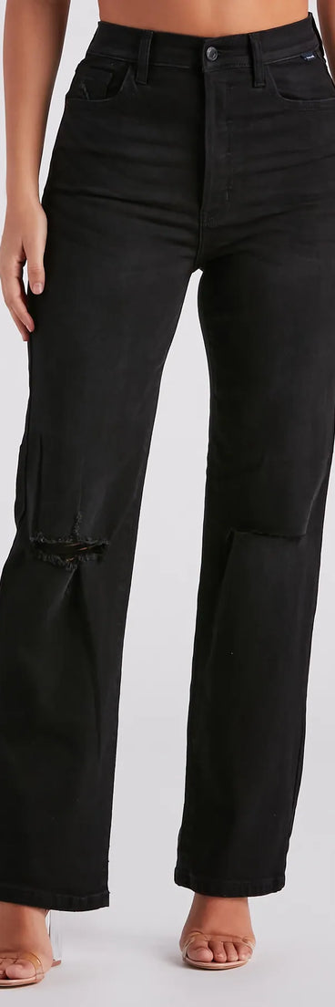 There She Goes High-Rise Slit Boyfriend Jeans