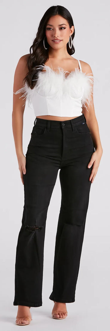 There She Goes High-Rise Slit Boyfriend Jeans