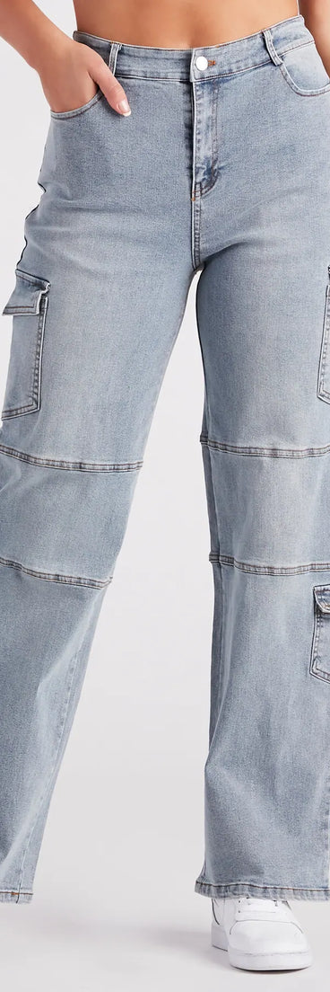 Straight To It High-Rise Cargo Denim Jeans