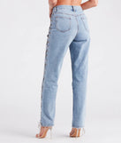 Glam Icon Rhinestone Lace-Up Jeans