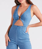 Retro Fab Flare-Leg Denim Jumpsuit