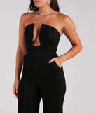 Entice The Night Plunge Neck Denim Jumpsuit