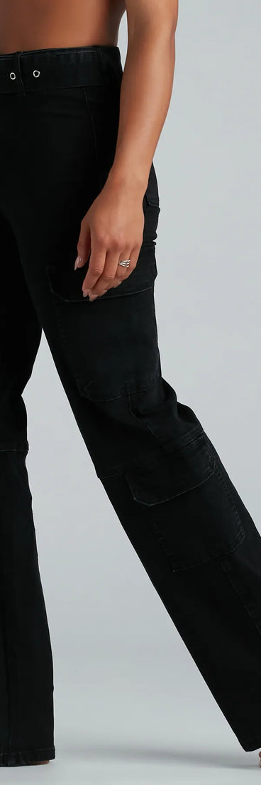 Especially Cool High-Rise Belted Cargo Denim Jeans