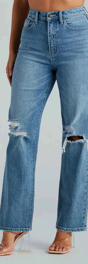 Perfect Pair High-Rise Destructed Straight-Leg Jeans
