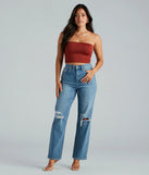 Perfect Pair High-Rise Destructed Straight-Leg Jeans