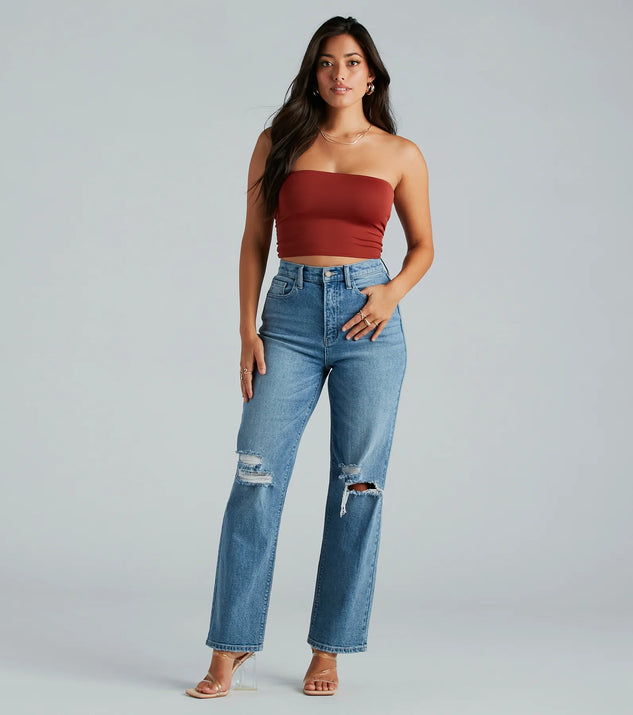 Perfect Pair High-Rise Destructed Straight-Leg Jeans | Windsor