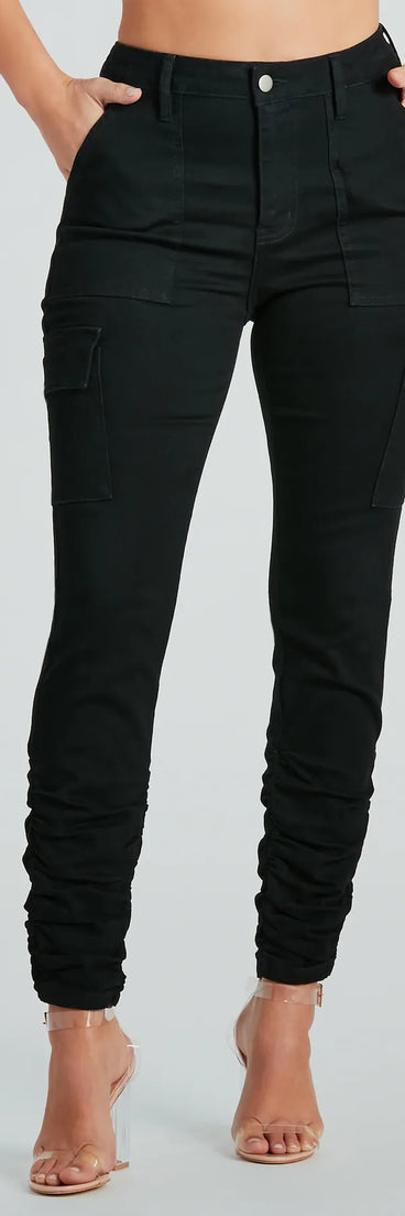 Effortless Vibe High-Rise Cargo Skinny Denim Jeans