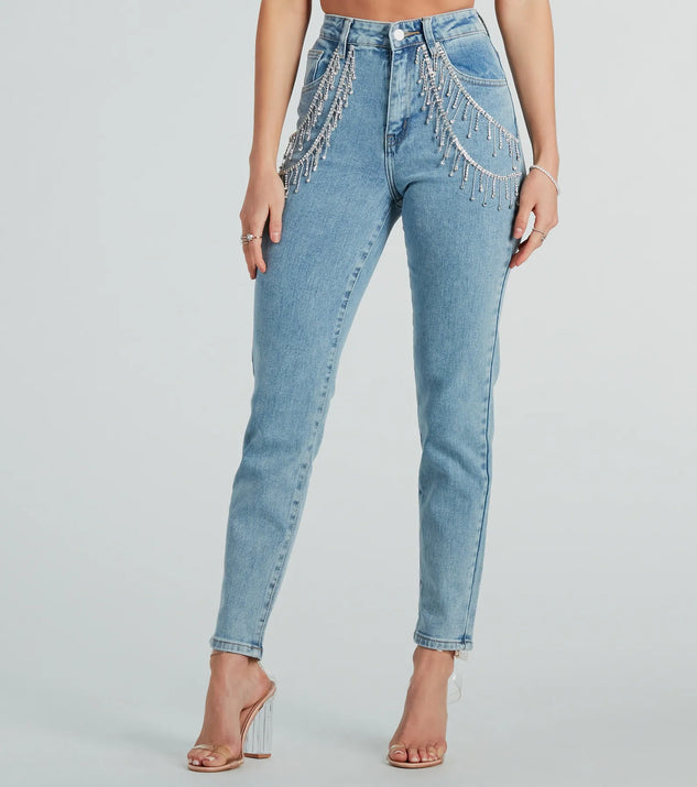 Big Time Sparkle Rhinestone Skinny Denim Jeans | Windsor