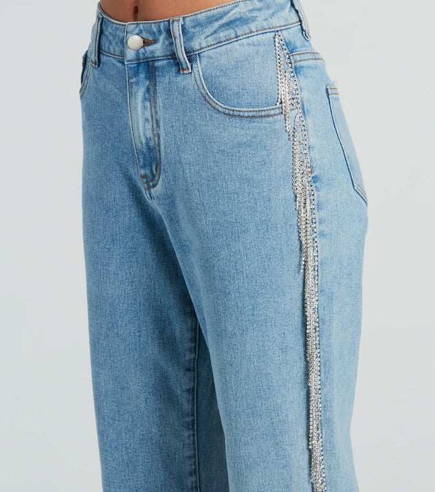 She Glistens High-Rise Rhinestone Denim Jeans | Windsor