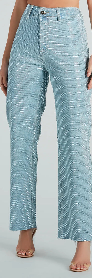Icon Behavior Rhinestone Straight-Leg Jeans
