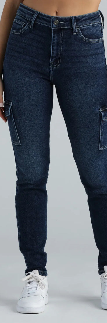 Keep It Real High-Rise Cargo Denim Skinny Jeans